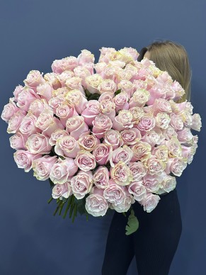 Букет из 101 розовой розы 80см