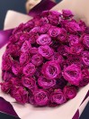 Букет из 25 насыщенно-розовых кустовых роз