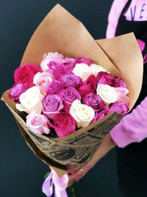 Букет из 25 роз Розовое ассорти