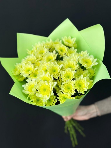 Букет из 5 лимонных хризантем