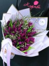 Букет из 41 фиолетового тюльпана
