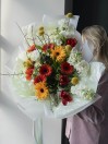 Букет из гербер и тюльпанов 