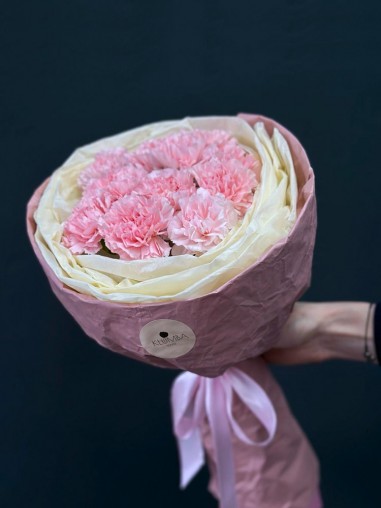 Букет 15 нежно-розовых гвоздик